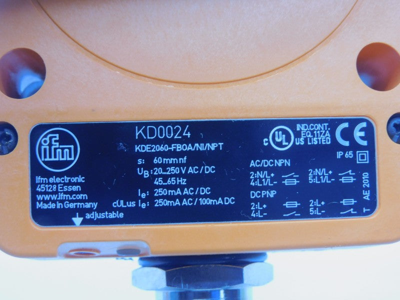 IFM EFECTOR KDE2060-FBOA/NI/NPT KD0024 20-250VAC/DC NSNP
