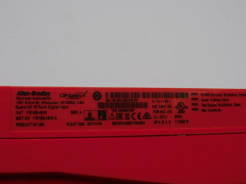 ALLEN BRADLEY 1791ES-IB16 SER. A 11-30VDC 8A (NO CONNECTOR) NSNP