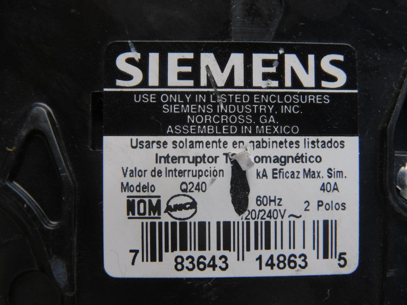 SIEMENS Q240 120/240V 40A (AS PICTURED) NSNP