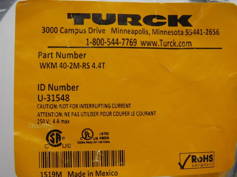 TURCK WKM40-2M-RS4.4T U-31548 250V 4A NSMP