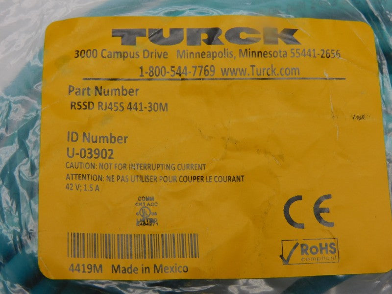 TURCK RSSDRJ45S441-30M U-03902 42V 1.5A NSMP