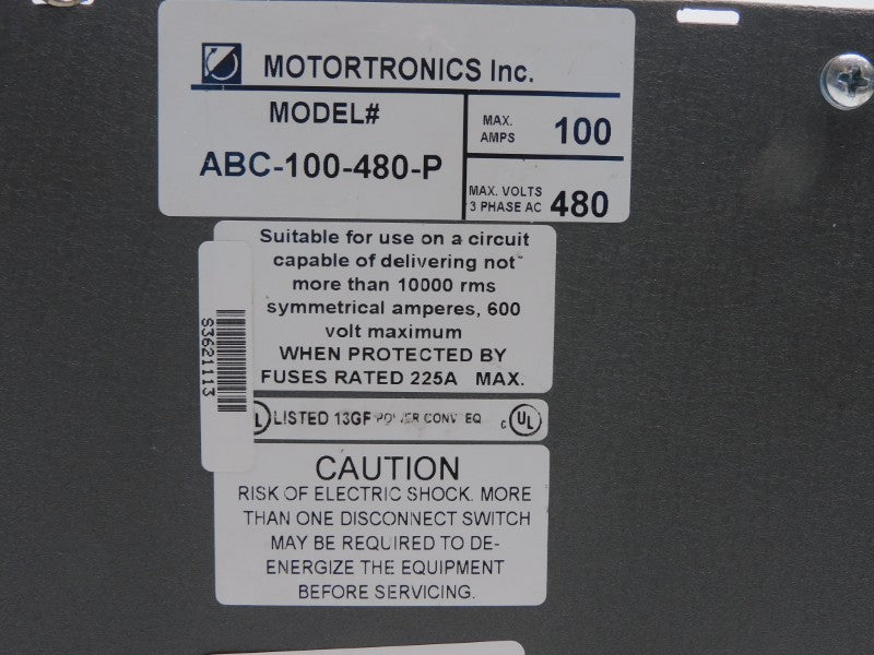 MOTORTRONICS ABC-100-480-P 480V 100A UNMP