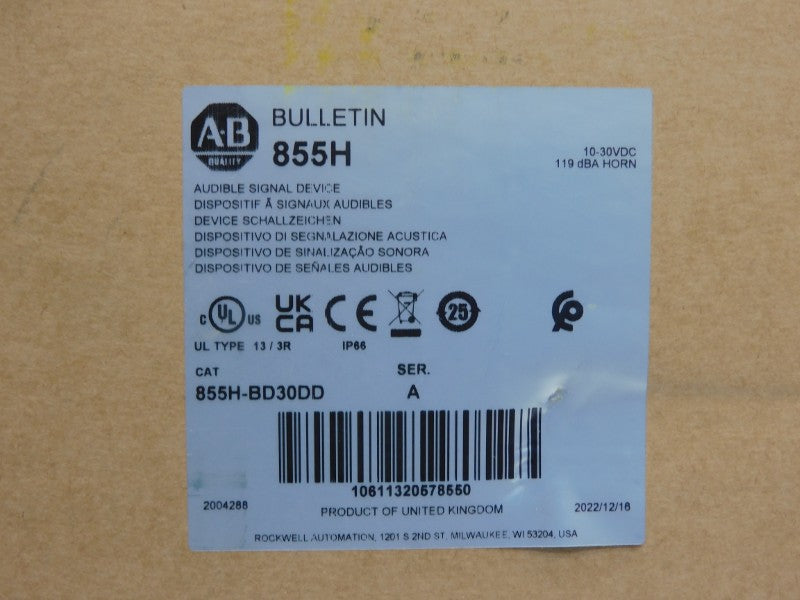 ALLEN BRADLEY 855H-BD30DD SER. A 10-30VDC (BR/WH) NSMP
