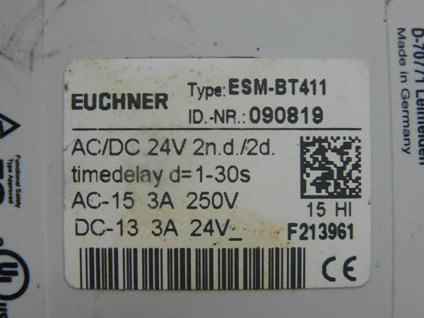 EUCHNER ESM-BT411 090819 250V 3A 1-20SEC UNMP