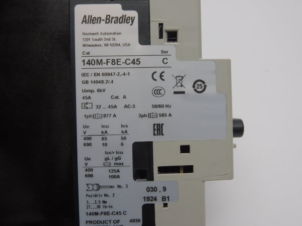 ALLEN BRADLEY 140M-F8E-C45 SER. C 690V 32-45A (BR/WH) NSMP
