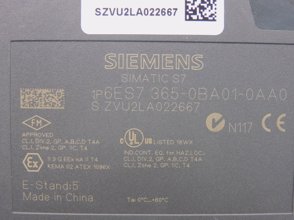 SIEMENS 6ES7365-0BA01-0AA0 VER. 05 NSMP