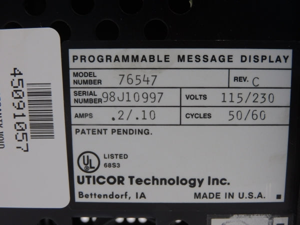 UTICOR 76547 115/230V .2/.10A REV. C NSNP