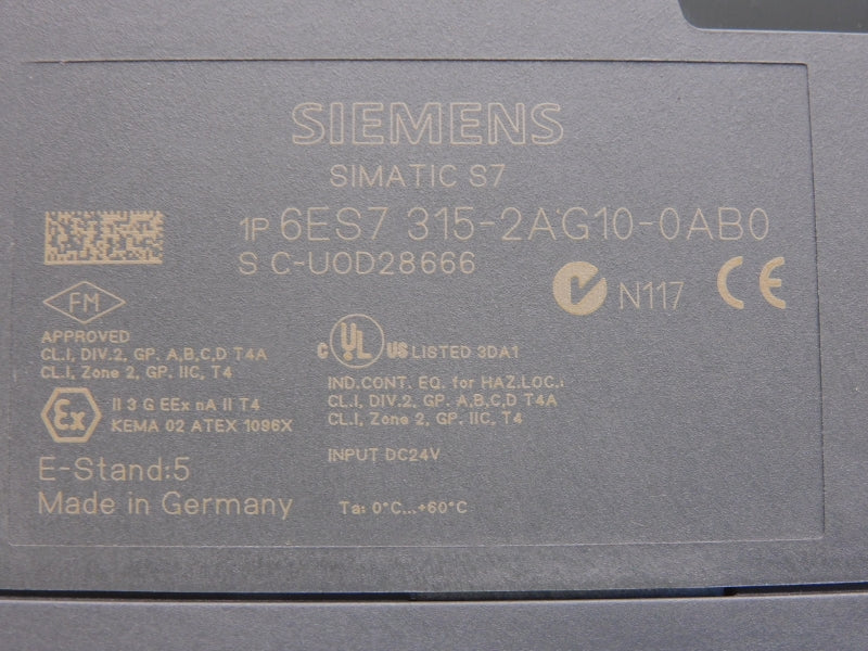 SIEMENS 6ES7315-2AG10-0AB0 V2.0.12 24VDC UNMP
