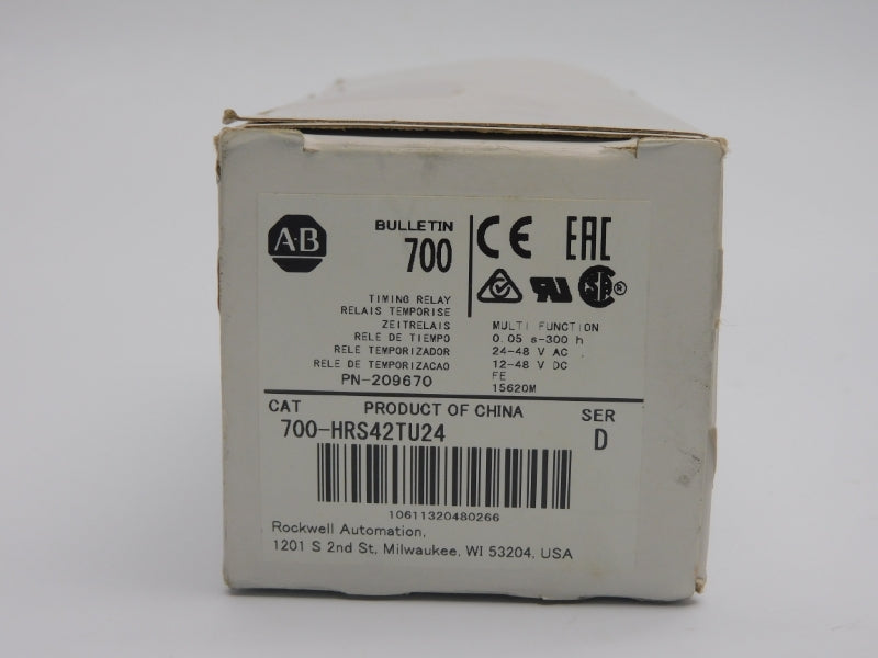 ALLEN BRADLEY 700-HRS42TU24 SER. D 24-48V 5A 0.05S-300H (WH) NSMP