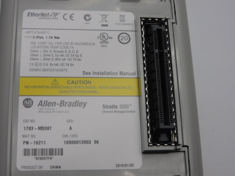 ALLEN BRADLEY 1783-MX08T SER. A VER. 06 3.3VDC 1.7A NSNP