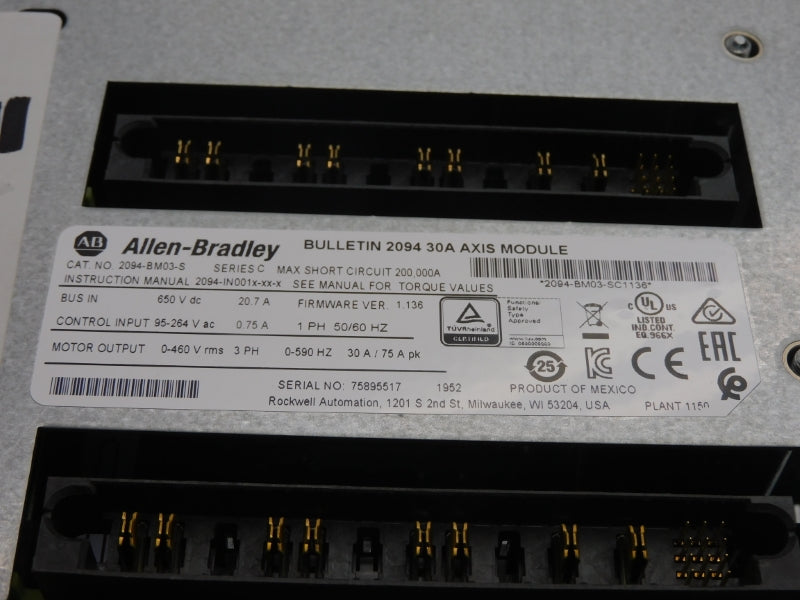 ALLEN BRADLEY 2094-BM03-S SER. C F/W 1.136 650VDC 20.7A NSNP