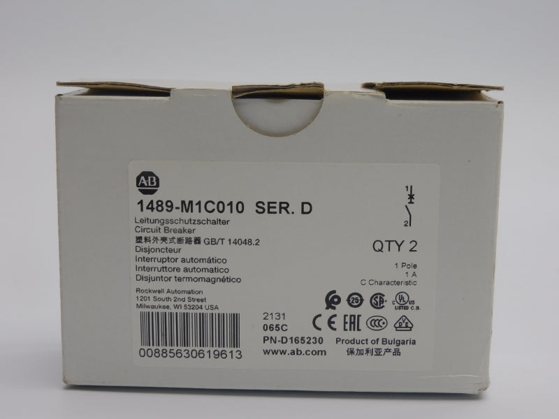 ALLEN BRADLEY 1489-M1C010 SER. D 277V 1A (PKG OF 2) NSMP