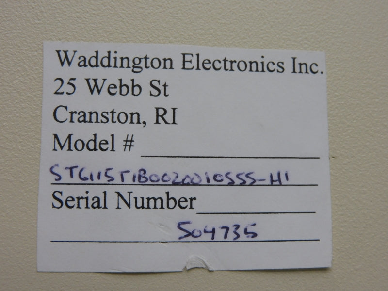 WADDINGTON ELECTRONICS ST6115T1B0020010SSS-H1 UNMP