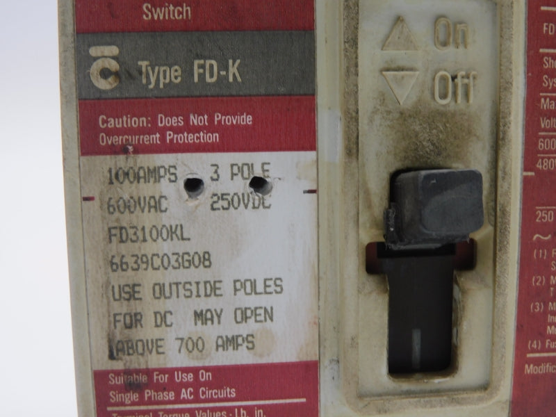 WESTINGHOUSE FD3100KL SER. C  600VAC 100A UNMP