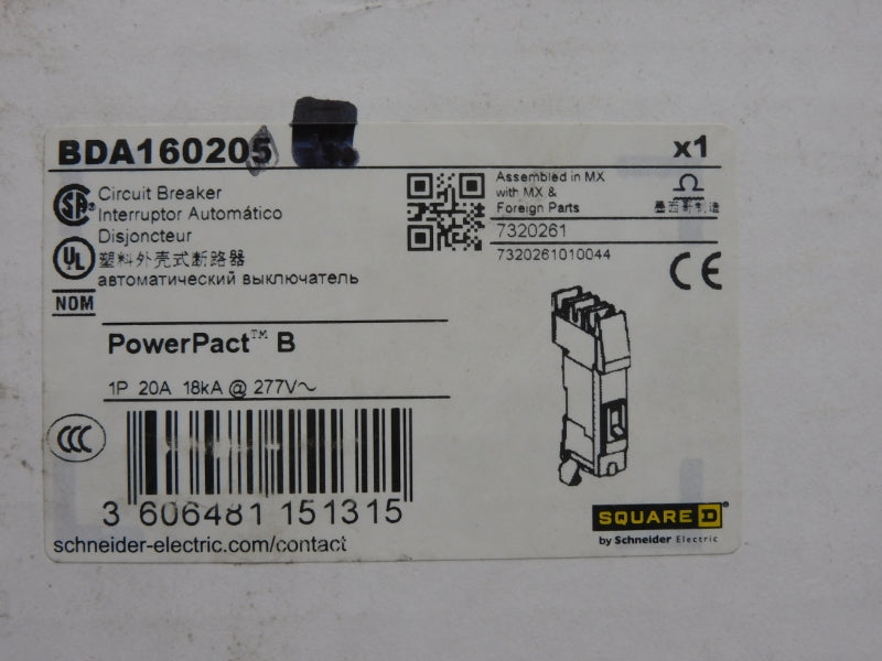 SQUARE D BDA160205 277V 20A NSMP