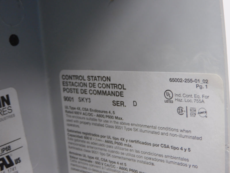 SQUARE D 9001SKY3 SER. D NSMP