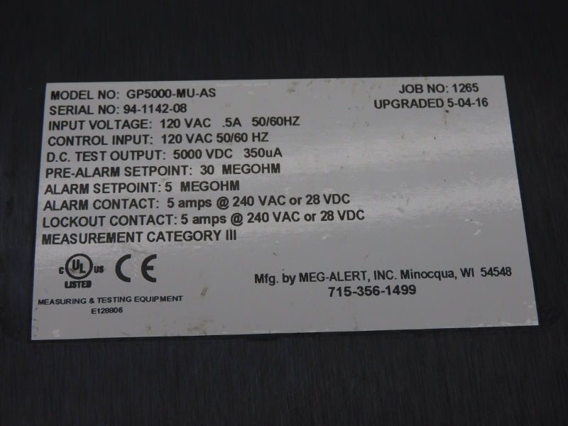 MEG-ALERT GP5000-MU-AS 120VAC .5A UNMP