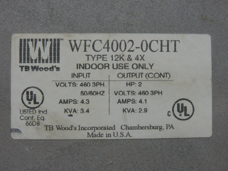 TB WOOD'S WFC4002-0CHT 460V 4.3A (AS PICTURED) UNMP