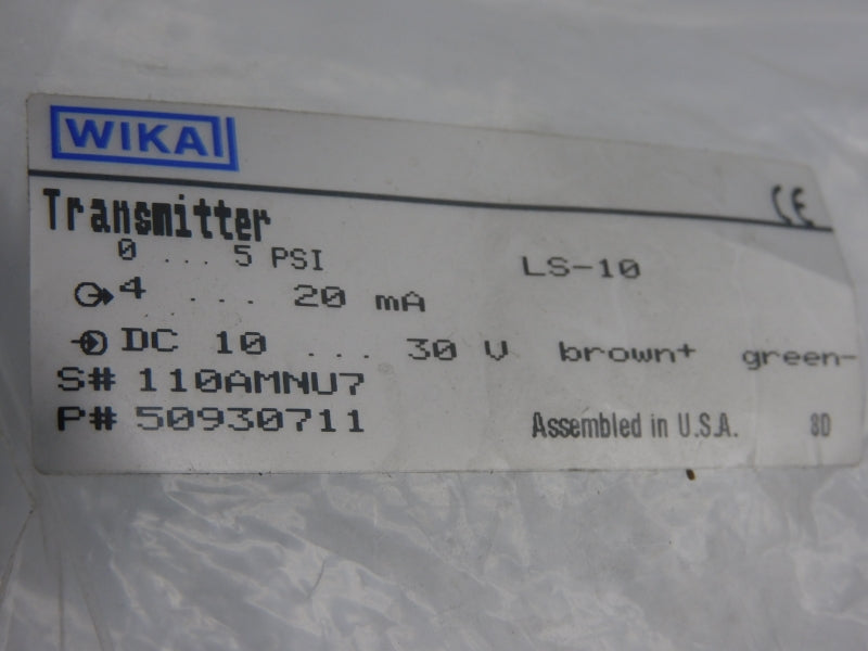 WIKA 50930711 LS-10 10-30VDC 0-5PSI NSMP