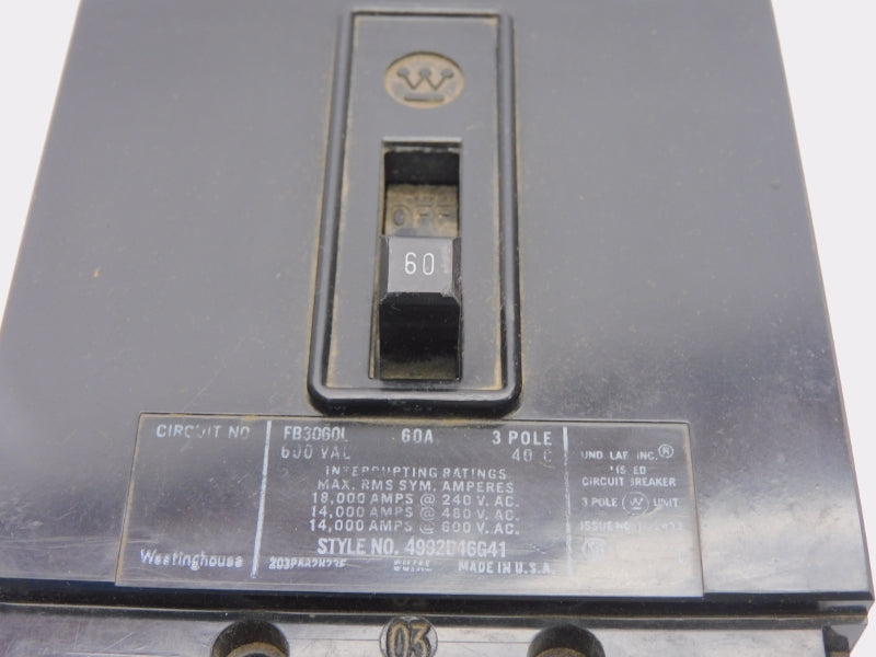 WESTINGHOUSE FB3060-L 600VAC 60A (AS PICTURED) NSMP