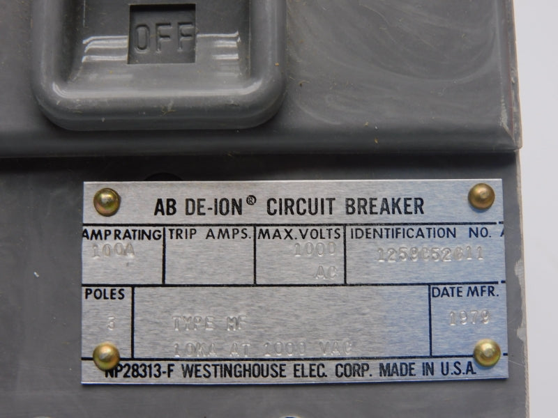 WESTINGHOUSE 1259C52G11 1000VAC 100A NSMP