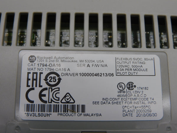 ALLEN BRADLEY 1794-OA16 SER. A VER. 06 120VAC 4.0A NSNP