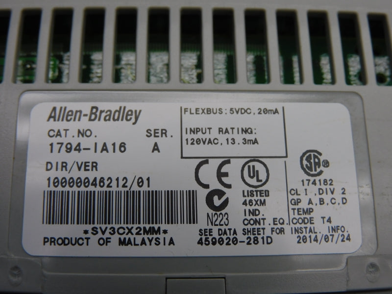 ALLEN BRADLEY 1794-IA16 SER. A VER. 01 120VAC NSNP