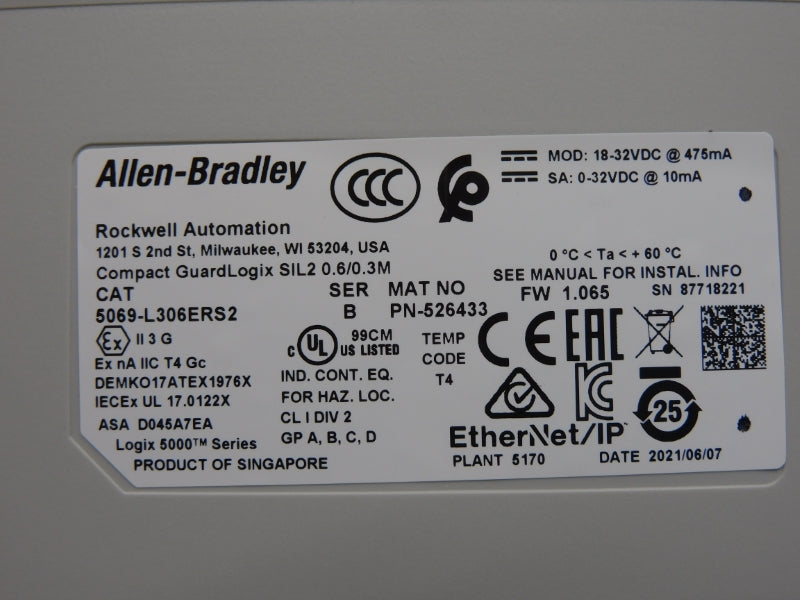 ALLEN BRADLEY 5069-L306ERS2 SER. B F/W 1.065 0-32VDC NSNP