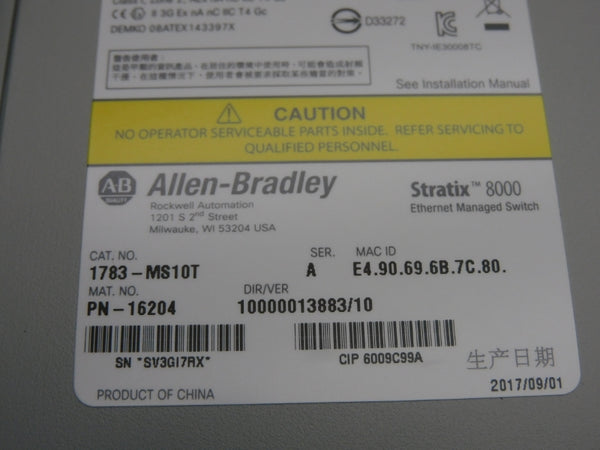 ALLEN BRADLEY 1783-MS10T SER. A VER. 10 NSNP