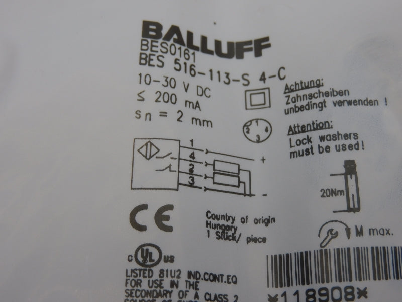 BALLUFF BES516-113-S4-C BES0161 10-30VDC NSMP
