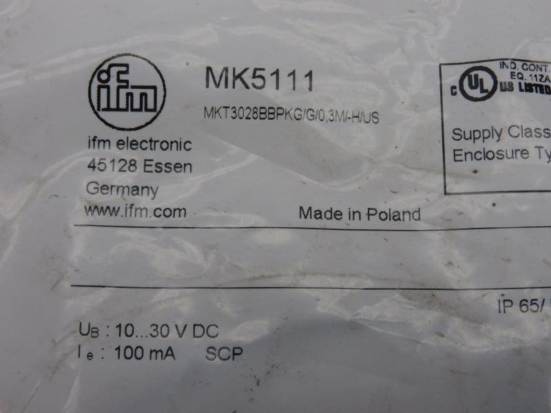 IFM EFECTOR MKT3028BBPKG/G/0.3M/-H/US MK5111 10-30VDC NSMP