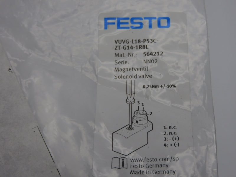 FESTO VUVG-L18-P53C-ZT-G14-1R8L 564212 24VDC NSMP