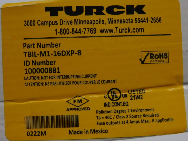 TURCK TBIL-M1-16DXP-B 100000881 F/W V1.1.0.0 20.4-28.8VDC 4.8A NSMP