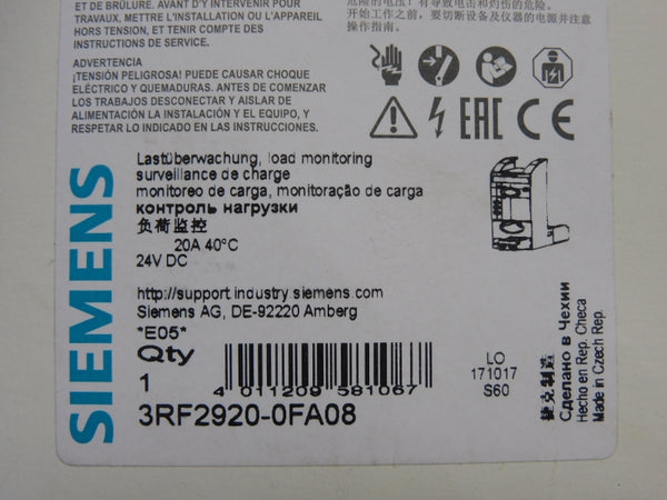 SIEMENS 3RF2920-0FA08 24VDC 20A NSMP