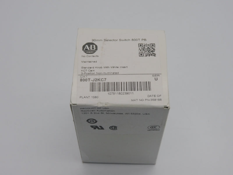 ALLEN BRADLEY 800T-J2KC7 SER. U (WH) NSFS