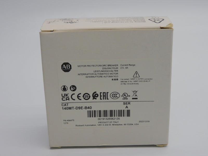 ALLEN BRADLEY 140MT-D9E-B40 SER. A 690V 2.5-4A (WH) NSMP