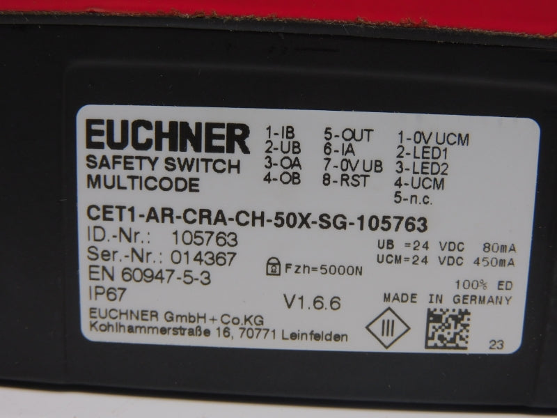 EUCHNER CET1-AR-CRA-CH-50X-SG-105763 VER. 1.6.6 24VDC NSNP