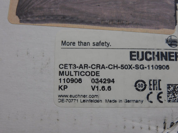 EUCHNER CET3-AR-CRA-CH-50X-SG-110906 VER. 1.6.6 24VDC NSMP