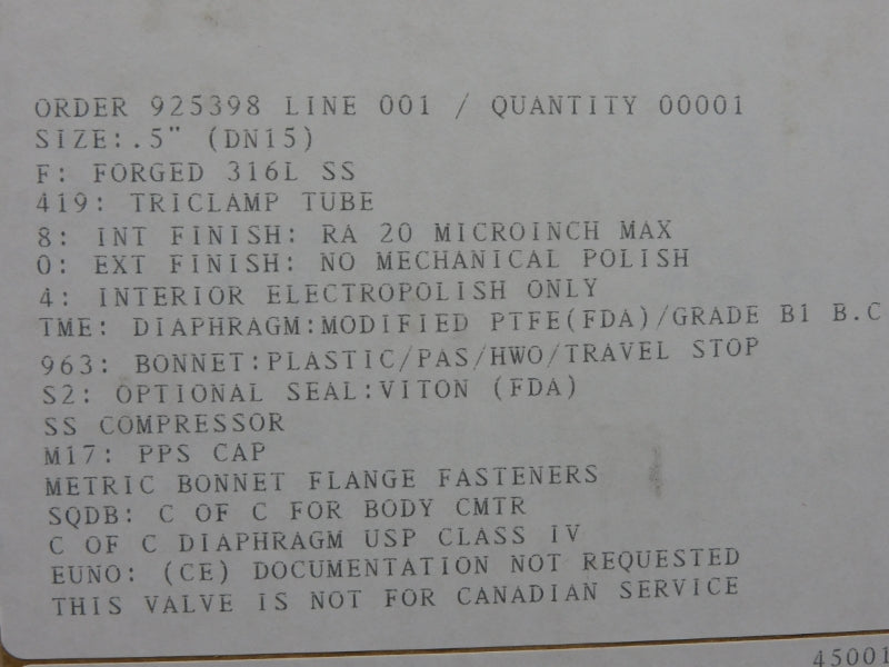 ITT .5-F-419-8-0-4-TME-963 .5" NSFS