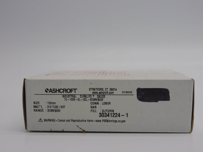 ASHCROFT 10-1008-SL-02L-30IMV&60# 60PSI NSMP