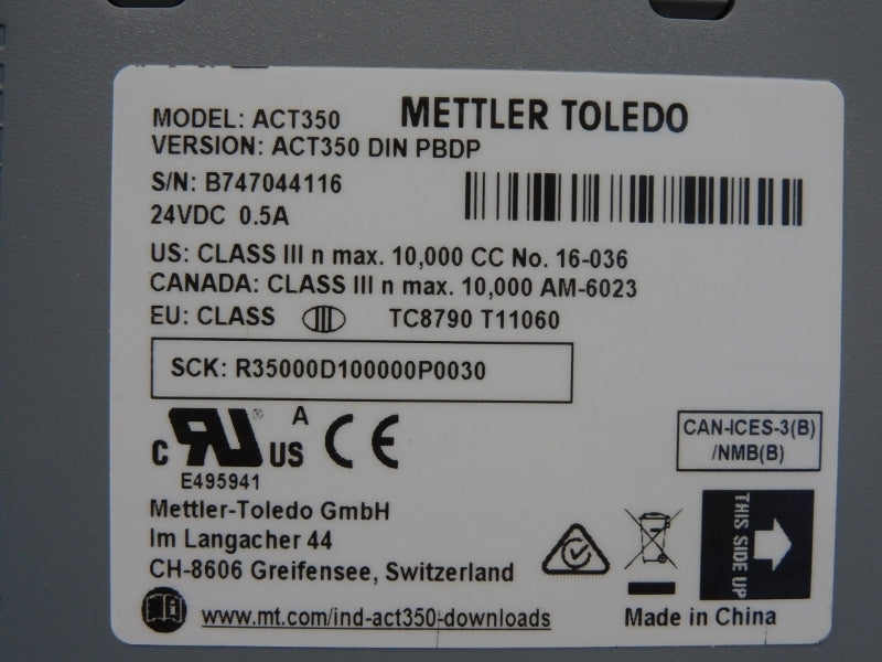 METTLER TOLEDO ACT350 24VDC 0.5A NSMP