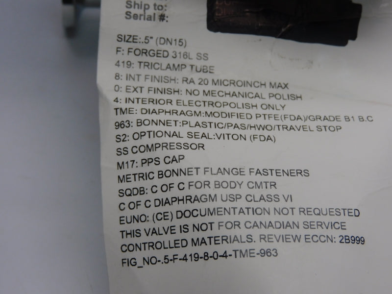 ITT .5-F-419-8-0-4-TME-963 1/2" NSNP