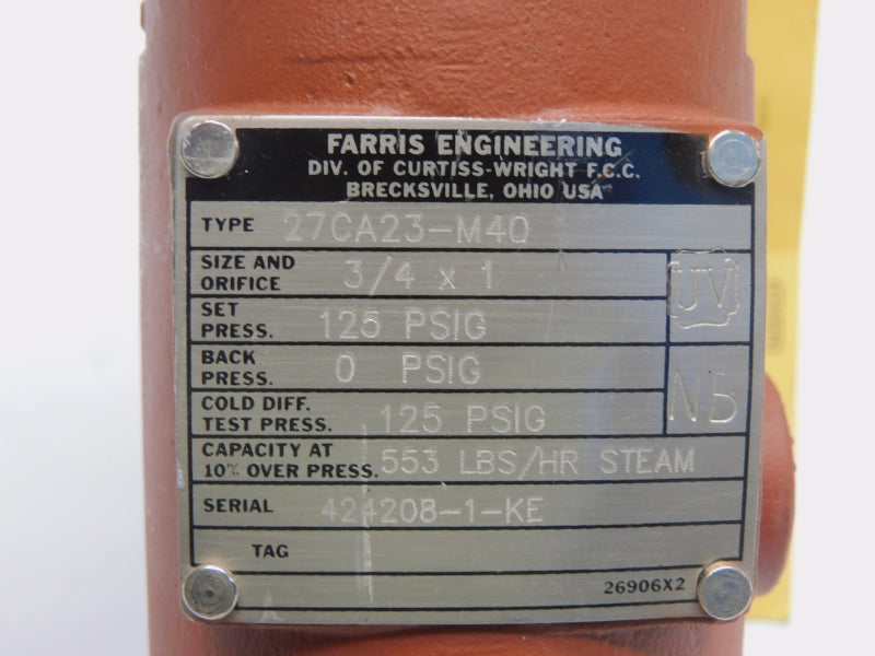 FARRIS ENGINEERING 27CA23-M40 125PSI 3/4X1" NSNP
