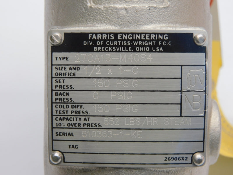 FARRIS ENGINEERING 27CA13-M40S4 150PSI 1/2X1-C NSNP