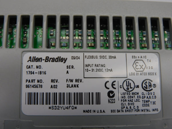 ALLEN BRADLEY 1794-IB16 SER. A REV. A02 10-31.2VDC NSNP