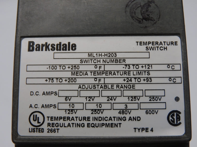 BARKSDALE ML1H-H203 250V NSMP