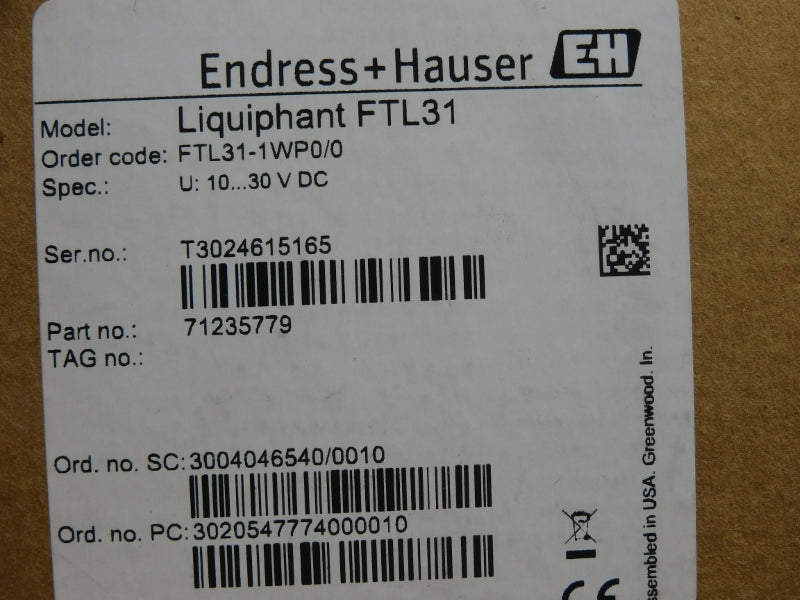 ENDRESS+HAUSER FTL31-1WP0/0 71235779 10-30VDC NSMP