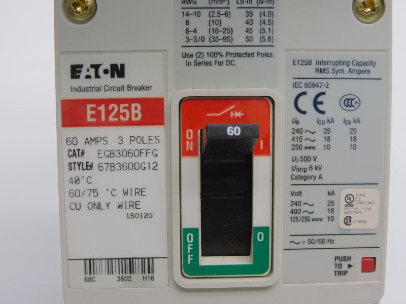EATON EGB3060FFG SER. G 480VAC 60A NSMP