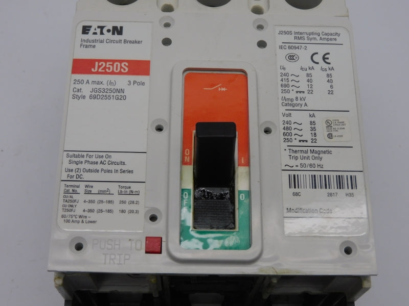 EATON JGS3250NN 690VAC 250A (AS IS) NSMP