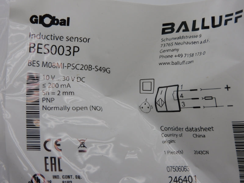 BALLUFF BESM08MI-PSC20B-S49G BES003P 10-30VDC NSMP